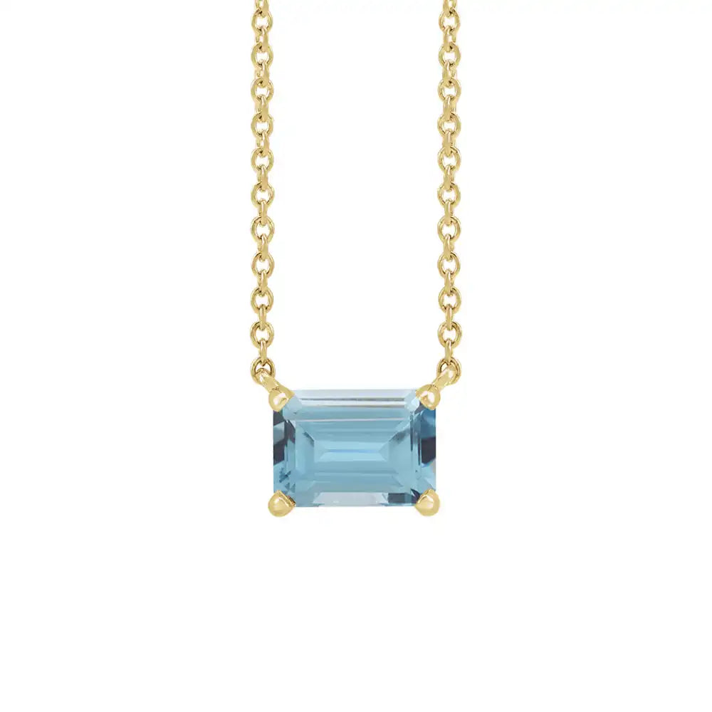 Elegant emerald-cut zircon pendant in 14K yellow gold—refined birthstone necklace with timeless appeal variant--14K yellow gold variant--zircon