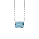 Modern sterling silver necklace featuring vertical emerald-cut zircon gemstone for birth month elegance variant--Sterling-silver variant--Zircon