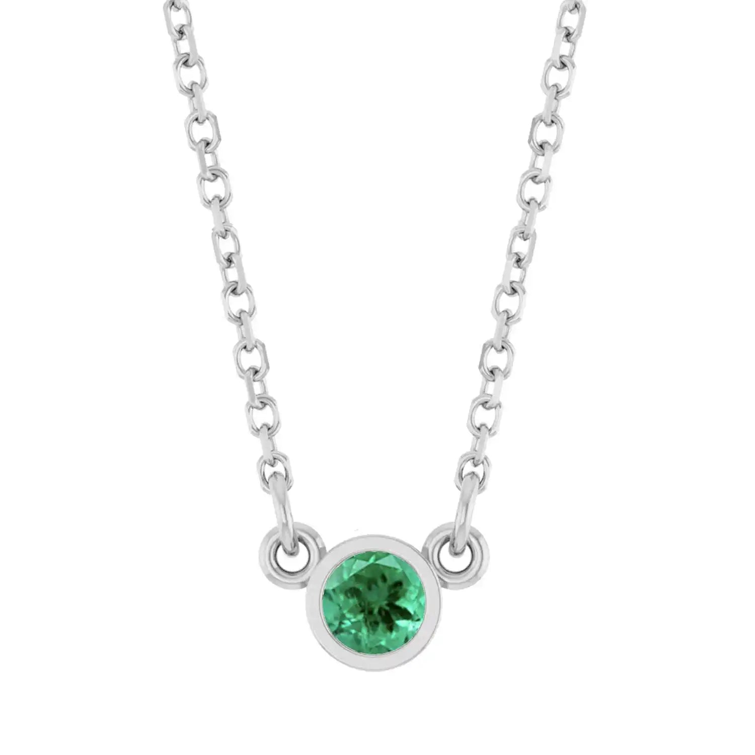 Bezel-set emerald birthstone necklace in 14K yellow gold, product view variant--14K-yellow-gold variant--Emerald