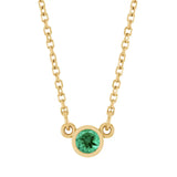 Bezel-set emerald birthstone necklace in 14K white gold, pendant detail variant--14K-white-gold variant--Emerald