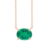 East West Oval 14K rose gold Necklace in Emerald-Lab variant--14K-rose-gold variant--Emerald