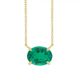 East West Oval 14K yellow gold Necklace in Emerald-Lab variant--14K-yellow-gold variant--Emerald