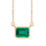 East West Emerald-Cut 14K rose gold Necklace in Emerald-Lab variant--14K-rose-gold variant--Emerald