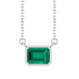 East West Emerald-Cut white gold Necklace in Emerald variant--14K-white-gold variant--Emerald
