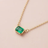 Emerald-cut May birthstone necklace in yellow gold variant--14K-yellow-gold variant--14K-white-gold variant--14K-rose-gold variant--Sterling-silver variant--Emerald