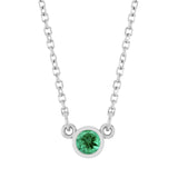 Bezel-set emerald birthstone necklace in sterling silver, product view variant--Sterling-silver variant--Emerald