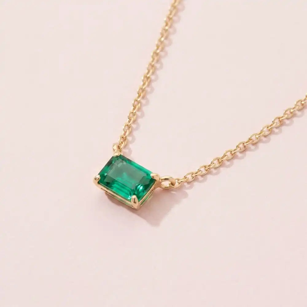 Emerald necklace shown in 14K yellow gold metal option variant-14K-yellow-gold variant-14K-white-gold variant-14K-rose-gold variant-Sterling-silver