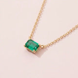 Emerald necklace shown in 14K yellow gold metal option variant-14K-yellow-gold variant-14K-white-gold variant-14K-rose-gold variant-Sterling-silver