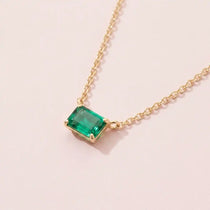 Emerald necklace shown in 14K yellow gold metal option variant-14K-yellow-gold variant-14K-white-gold variant-14K-rose-gold variant-Sterling-silver