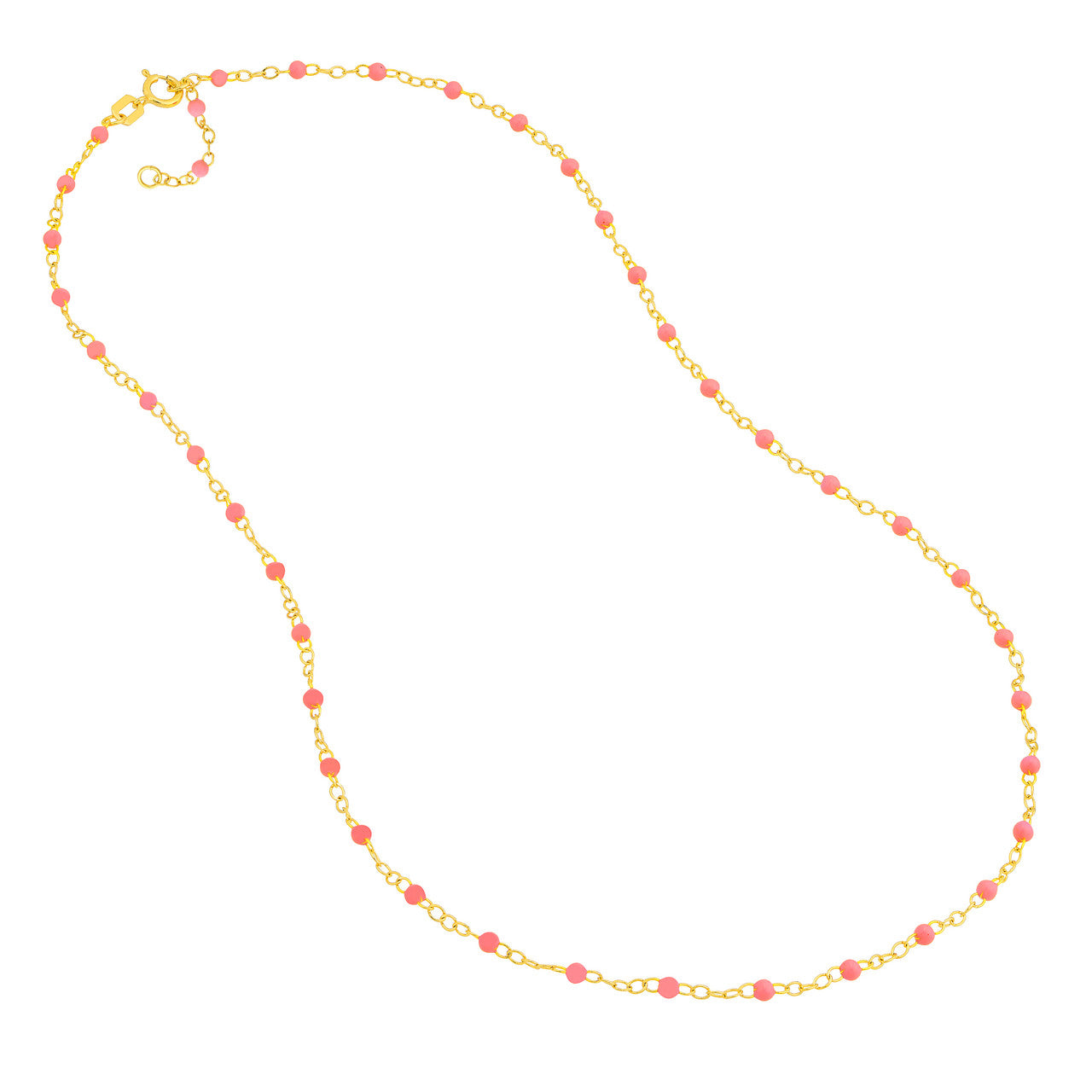 Enamel Bead Chain Necklace Fun Beaded Colorful Chain(10-in)(10-in) variant--Orange variant--Gold-fill variant--Anklet-(10-in) variant--14K-yellow-gold