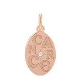 Elegant 14K rose gold disc charm featuring hand-engraved Cancer zodiac symbol variant--14K-rose-gold