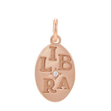 Delicate Libra zodiac emblem engraved into a flat 14K rose gold coin pendant variant--14K-rose-gold