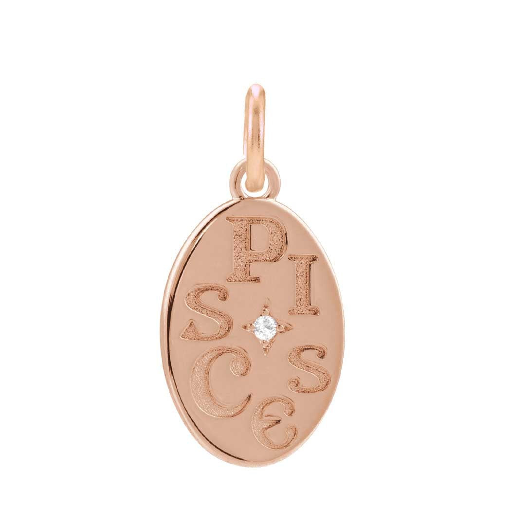 Refined Pisces star sign medallion crafted in polished 14K rose gold with engraved finish variant--14K-rose-gold