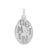 Refined Gemini star sign medallion crafted in polished 14K white gold with engraved finish variant--14K-white-gold