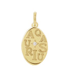 14K yellow gold Aquarius zodiac charm with diamond accent, gift-ready
