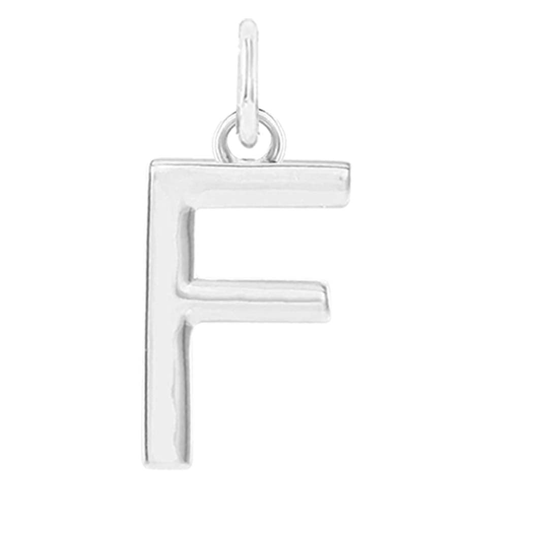 Modern initial charm letter F in 14K white gold variant--F variant--Sterling-silver variant--14K-white-gold