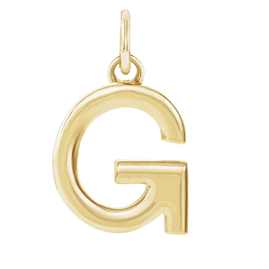 Modern initial charm letter G in 14K yellow gold variant--G variant--14K-yellow-gold