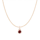 Garnet birthstone charm necklace in 14K rose gold, bezel-set pendant, product shot variant--14K-rose-gold variant--Garnet