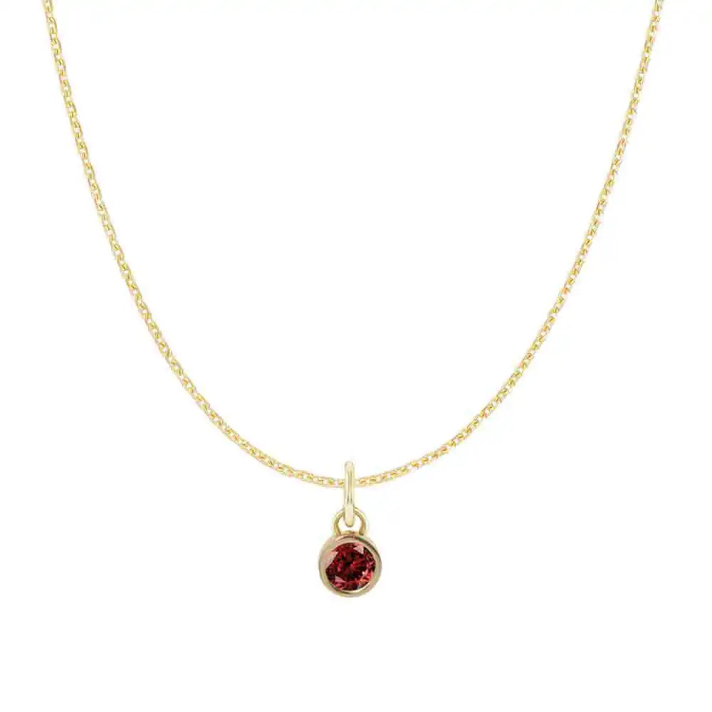 Garnet birthstone necklace ‚ simple and elegant charm necklace to mark a special month variant--14K-yellow-gold variant--Garnet