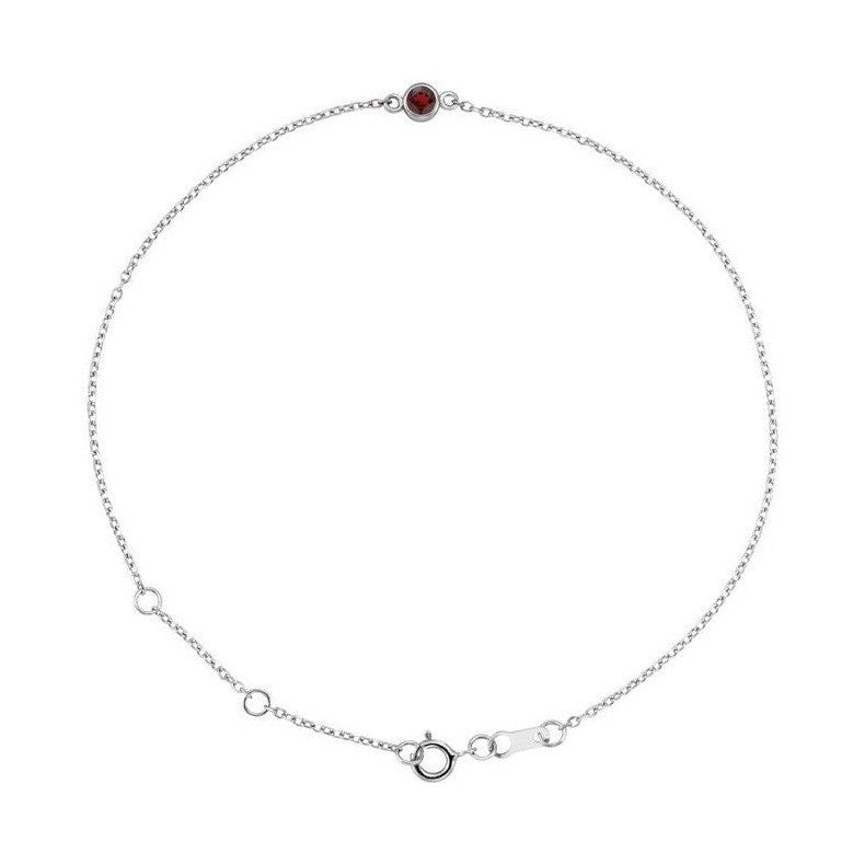 Garnet / Jan 14K white gold bracelet, Garnet / Jan 14K white gold birthstone bracelet, Garnet / Jan 14K white gold gemstone bracelet