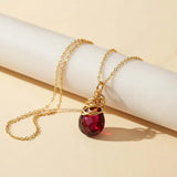 Natural garnet pendant necklace in sterling silver, styled on chain necklace variant--Garnet variant--Gold-fill variant--Sterling-silver