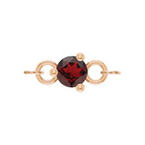 Tiny garnet birthstone link charm in 14K rose gold, prong-set natural gemstone