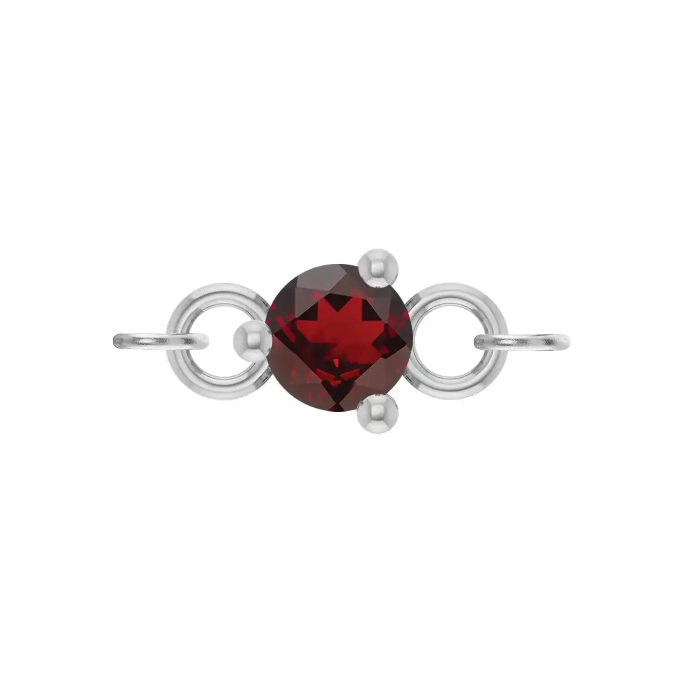 Garnet gemstone link in 14K gold representing January's birthstone in modern charm form