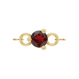 January gold link charm set with a natural garnet, handcrafted birthstone jewelry