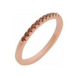 14K rose gold stacking band featuring a petite garnet gemstone for daily elegance. variant--14K-rose-gold