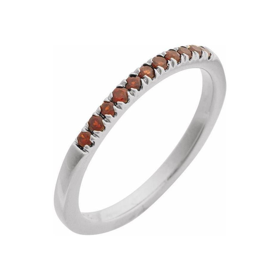 Garnet-Birthstone Stackable Band-14K white gold