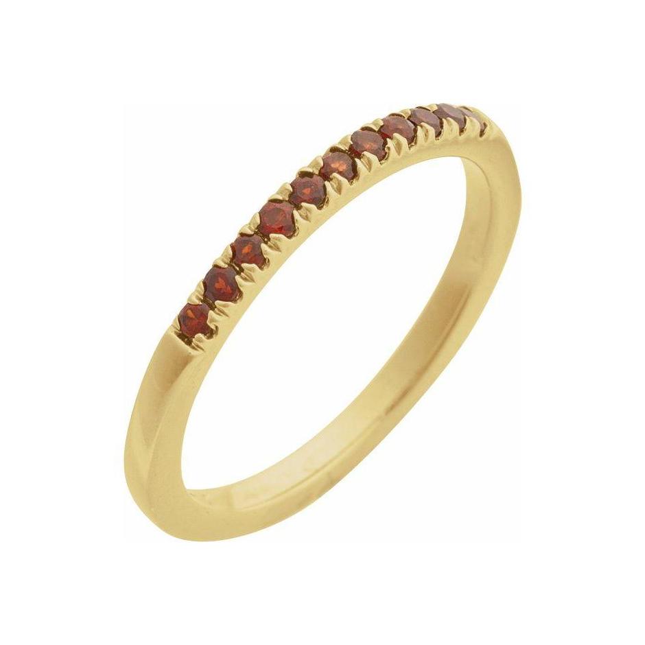 Garnet-Birthstone Stackable Band-14K yellow gold