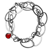 Natural garnet woven chain bracelet in oxidized sterling silver variant--Oxidized-sterling-silver variant--Garnet