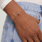 Minimalist bezel-set birthstone bracelet for stacking