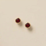 Garnet stud earrings in 14K gold, 4mm Mozambique garnet, product shot
