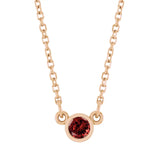 Bezel-set garnet birthstone necklace in 14K rose gold, product view variant--14K-rose-gold variant--Garnet