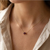 garnet emerald-cut necklace in 14K yellow gold shown on model variant-14K-yellow-gold variant-14K-white-gold variant-14K-rose-gold variant-Sterling-silver variant--Garnet