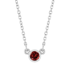 Bezel-set garnet birthstone necklace in sterling silver, product view variant--Sterling-silver variant--Garnet