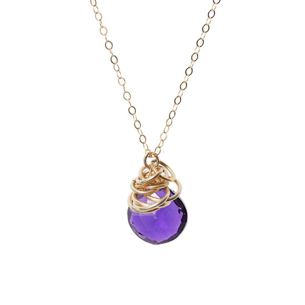 Gold-fill Amethyst / Feb necklace, Gold-fill Amethyst / Feb gemstone necklace, Gold-fill Amethyst / Feb birthstone necklace
