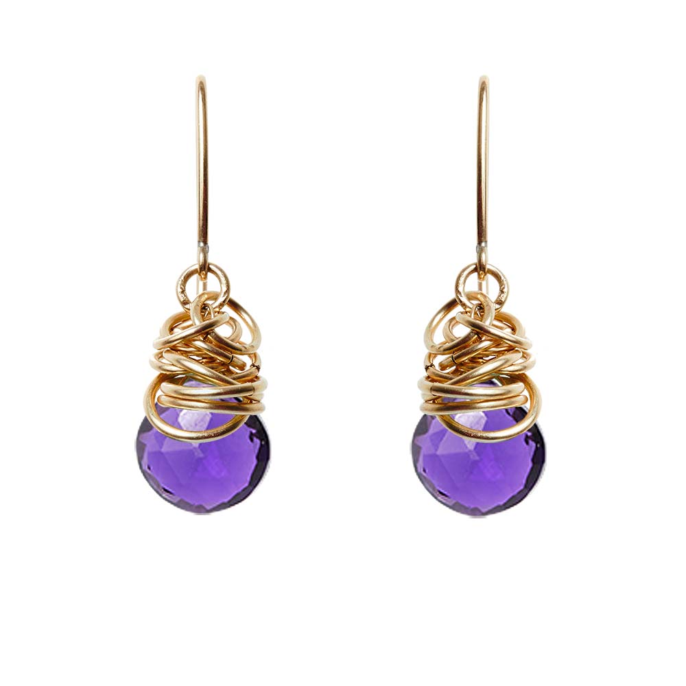 Gold-fill Amethyst earrings, Gold-fill Amethyst gemstone earrings, Gold-fill Amethyst birthstone earrings
