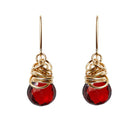 Handmade Garnet dangle earrings in Gold-fill for perfect birthstone gift