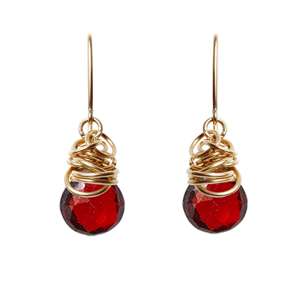 Gold-fill Garnet earrings, Gold-fill Garnet gemstone earrings, Gold-fill Garnet birthstone earrings