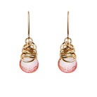 Handmade Pink Topaz dangle earrings in Gold-fill for perfect birthstone gift