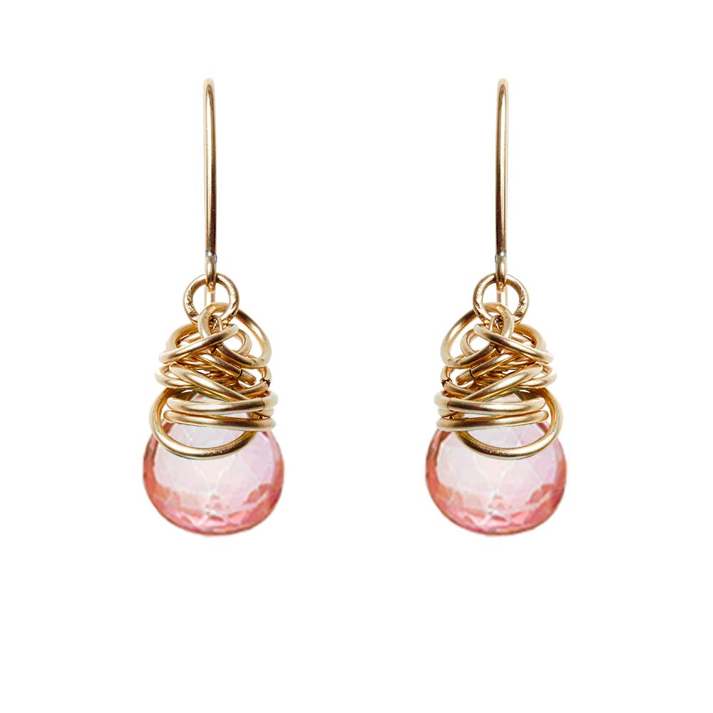 Gold-fill Pink Topaz earrings, Gold-fill Pink Topaz gemstone earrings, Gold-fill Pink Topaz birthstone earrings