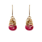 Handmade Ruby dangle earrings in Gold-fill for perfect birthstone gift
