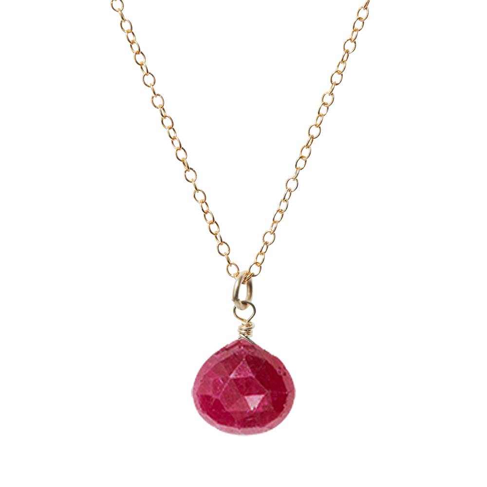 Gold-fill Ruby necklace, Gold-fill Ruby gemstone necklace, Gold-fill Ruby birthstone necklace
