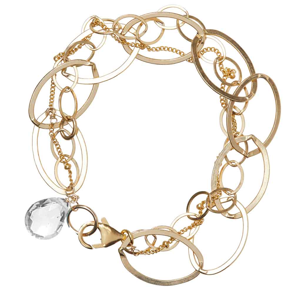 Gold-fill White Topaz bracelet, Gold-fill White Topaz gemstone bracelet, Gold-fill White Topaz birthstone bracelet