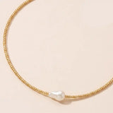 Gold Beaded Pearl Choker