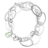 Natural green amethyst woven chain bracelet in sterling silver, side view detail silver variant--Sterling-silver