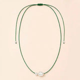 Emerald Green Pearl Silk Necklace