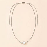 Grey Pearl Silk Necklace